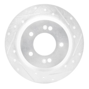 Hyundai Kona Brake Rotor (1) - Rear Right - R1 Concepts - Drilled & Slotted - Silver - `14-`23